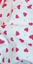 Cynthia's Princess Purse fabric swatch red hearts on white fabric
