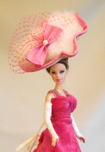 Cynthia's Princess Purse fluted feathered hat with millinery veiling and bow